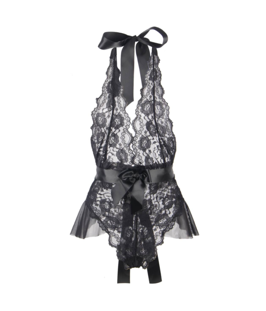 Queen lingerie - teddy escotado de encajes l/xl