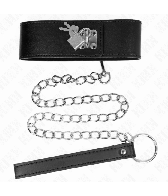 Kink - collar con correa 65 cm ancho negro ajustable 33.5-41 cm x 5 cm