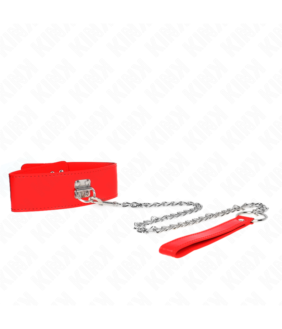Kink - collar con correa 65 cm ancho rojo ajustable 33.5-41 cm x 5 cm