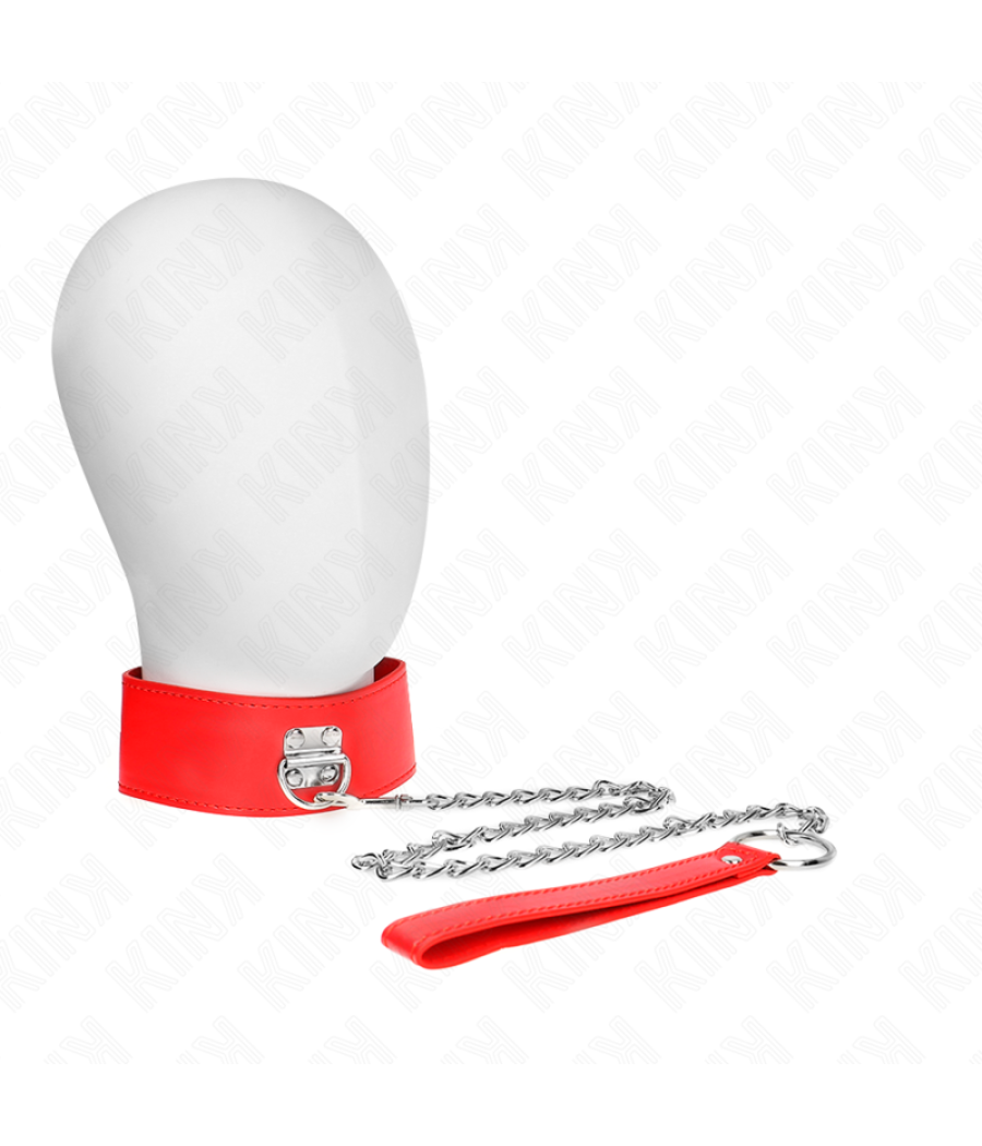 Kink - collar con correa 65 cm ancho rojo ajustable 33.5-41 cm x 5 cm