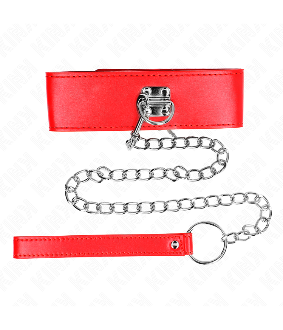 Kink - collar con correa 65 cm ancho rojo ajustable 33.5-41 cm x 5 cm
