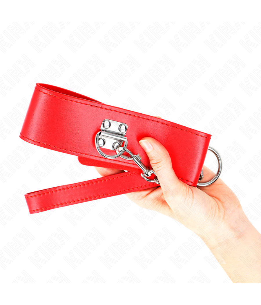 Kink - collar con correa 65 cm ancho rojo ajustable 33.5-41 cm x 5 cm