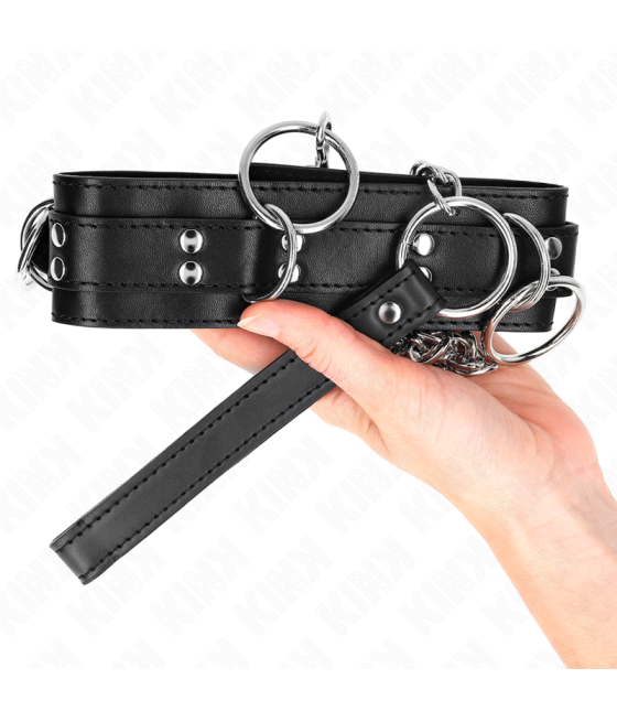 Kink - collar con correa 80 cm esclavitud 3 anillos 53 x 5 cm