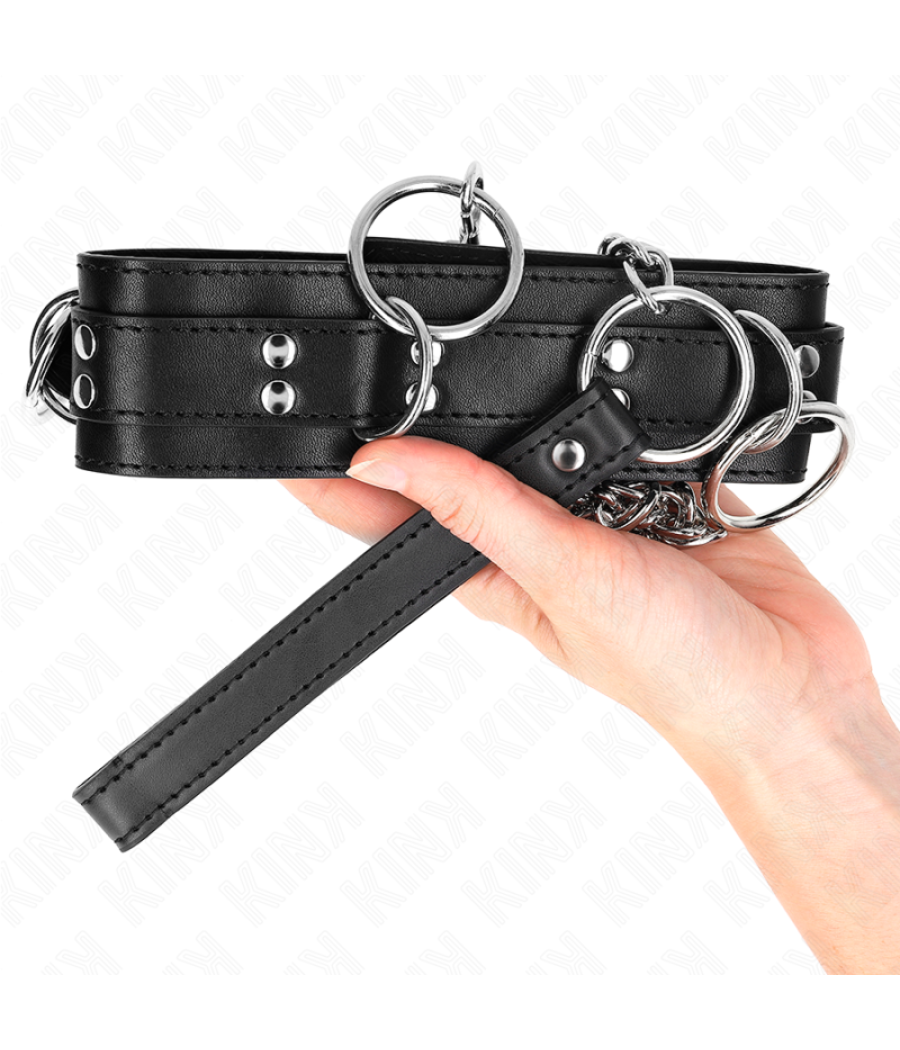 Kink - collar con correa 80 cm esclavitud 3 anillos 53 x 5 cm