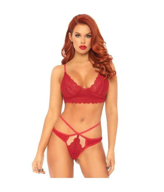Leg avenue - set 2 piezas con tanga doble tiranta s/m rojo