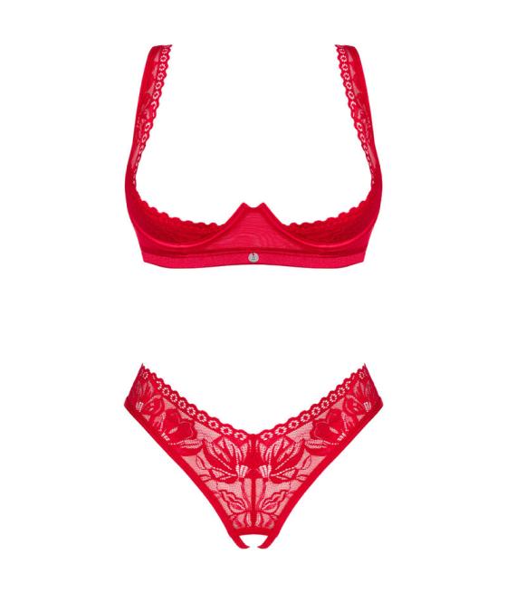 Obsessive - lacelove set dos piezas cupless rojo xs/s