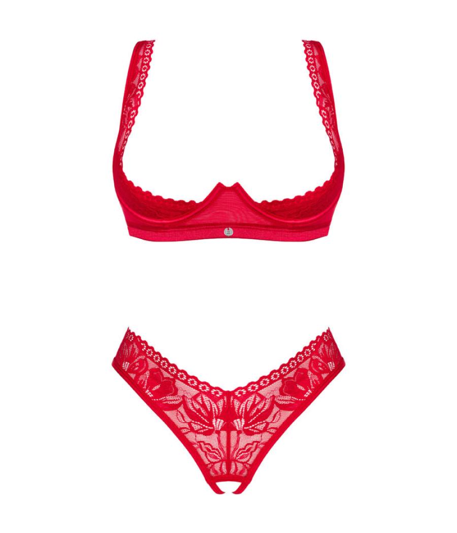 Obsessive - lacelove set dos piezas cupless rojo xs/s