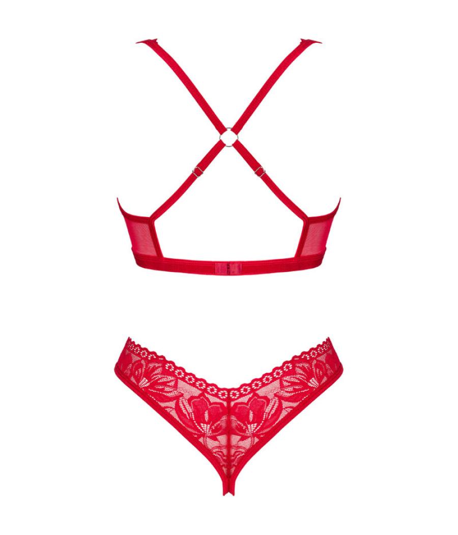 Obsessive - lacelove set dos piezas cupless rojo xs/s