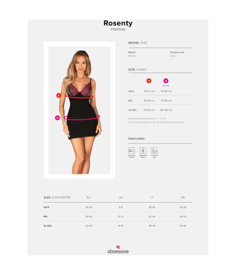 Obsessive - rosenty chemise & tanga xs/s