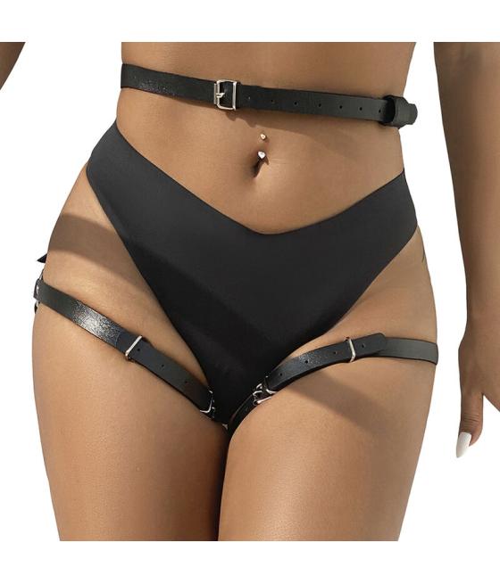 Subblime - arnÃs cintura y piernas cuero negro talla Ãnica