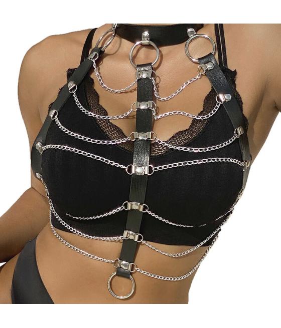 Subblime - arnÃs de pecho cadenas cuero negro talla Ãnica