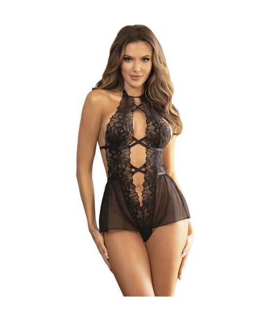 Subblime - teddy cuello halter espalda descubierta encaje negro s/m