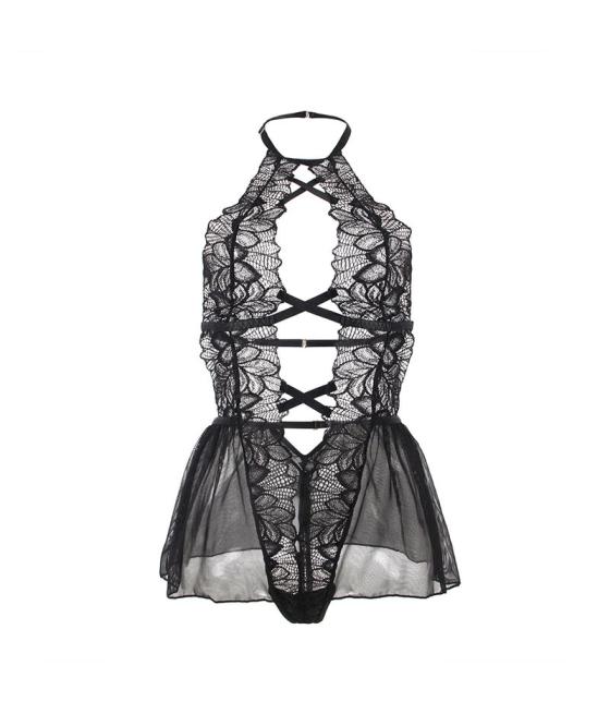 Subblime - teddy cuello halter espalda descubierta encaje negro s/m