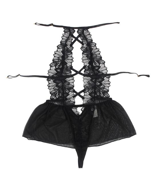Subblime - teddy cuello halter espalda descubierta encaje negro s/m