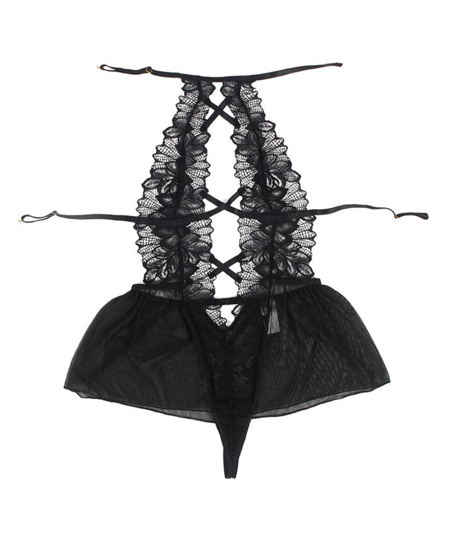 Subblime - teddy cuello halter espalda descubierta encaje negro s/m