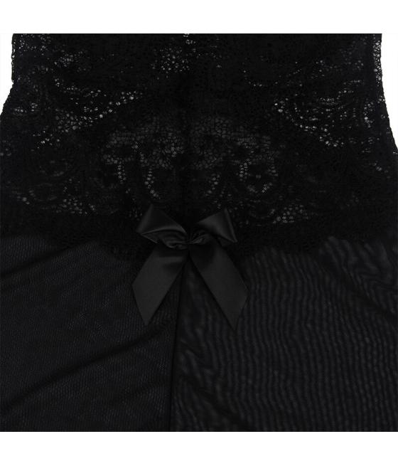 Subblime - babydoll tela de tul detalle encaje y flor negro s/m