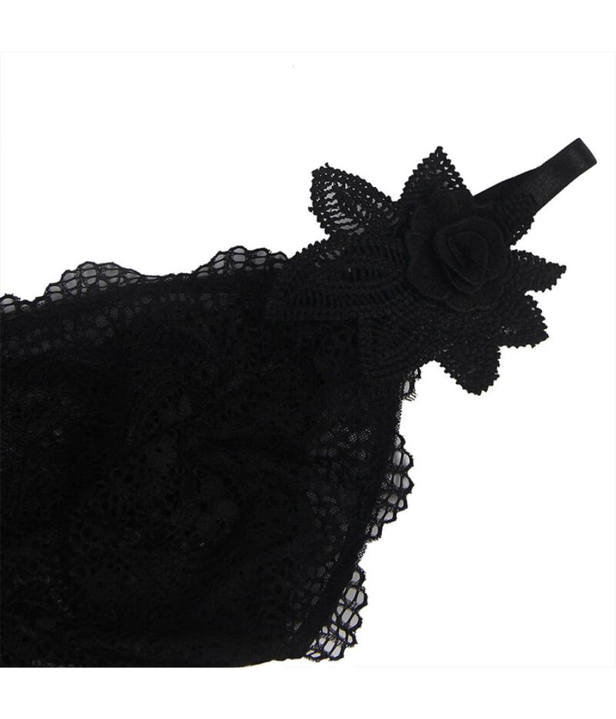 Subblime - babydoll tela de tul detalle encaje y flor negro s/m