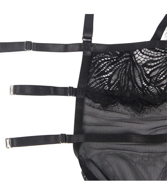 Subblime - babydoll con tirantes ajustables de encaje negro s/m