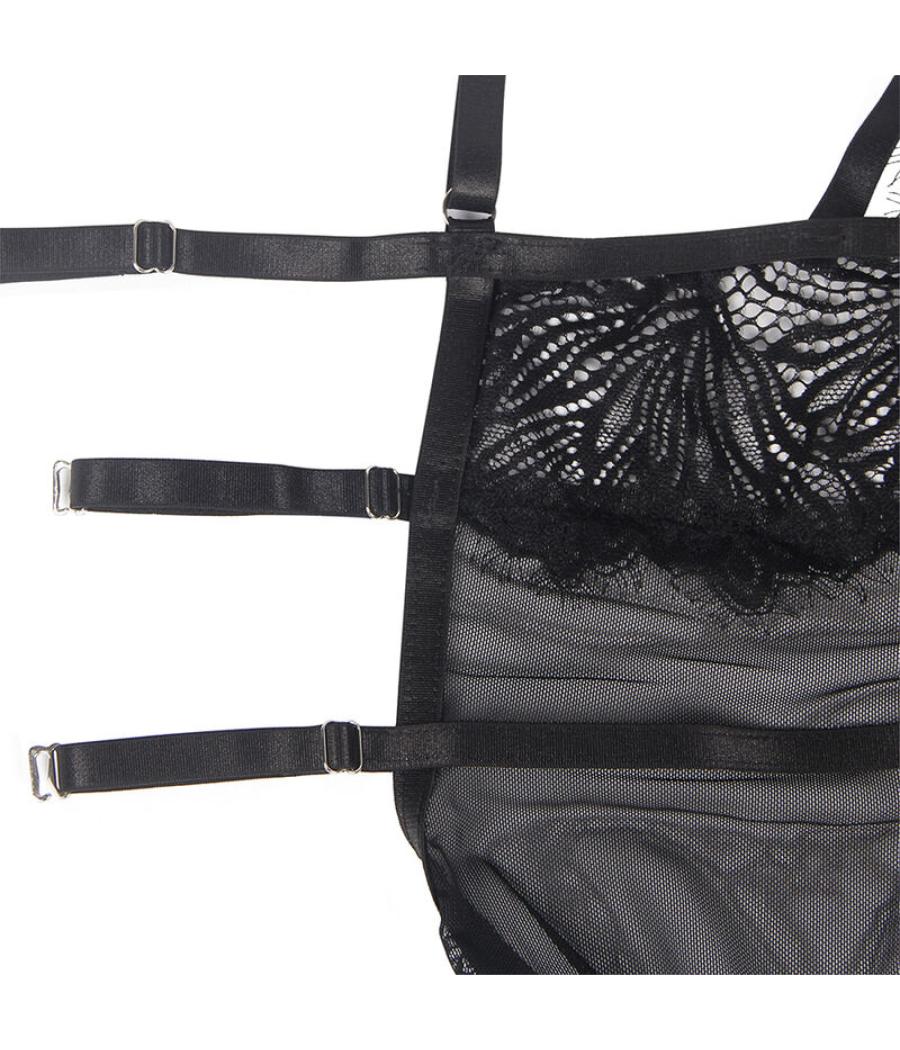 Subblime - babydoll con tirantes ajustables de encaje negro s/m