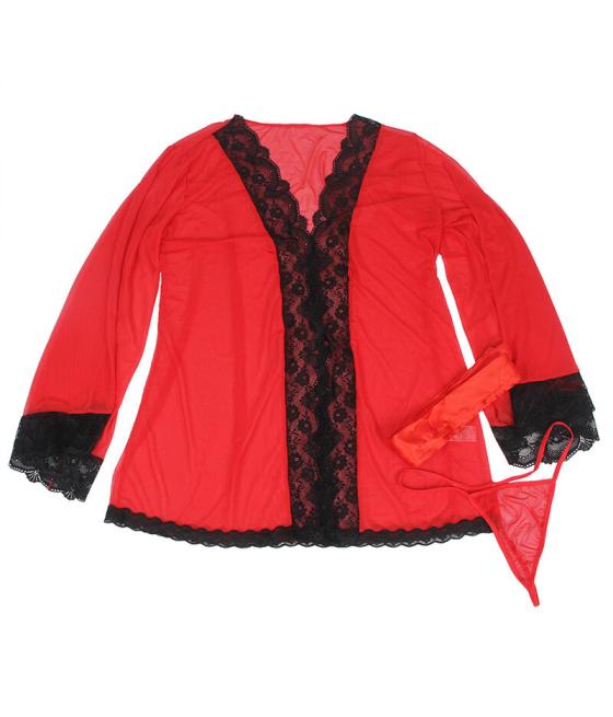 Subblime - bata tela transparente detalle encaje rojo s/m