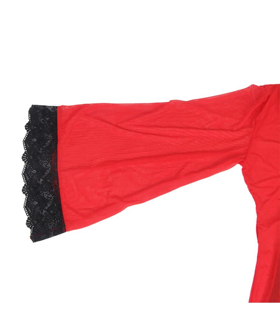 Subblime - bata tela transparente detalle encaje rojo s/m