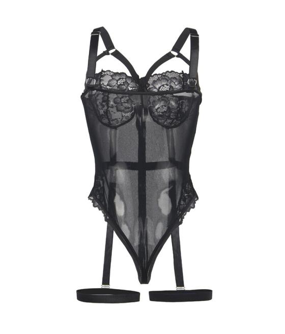 Subblime - teddy con liguero detalle tiras pecho negro s/m