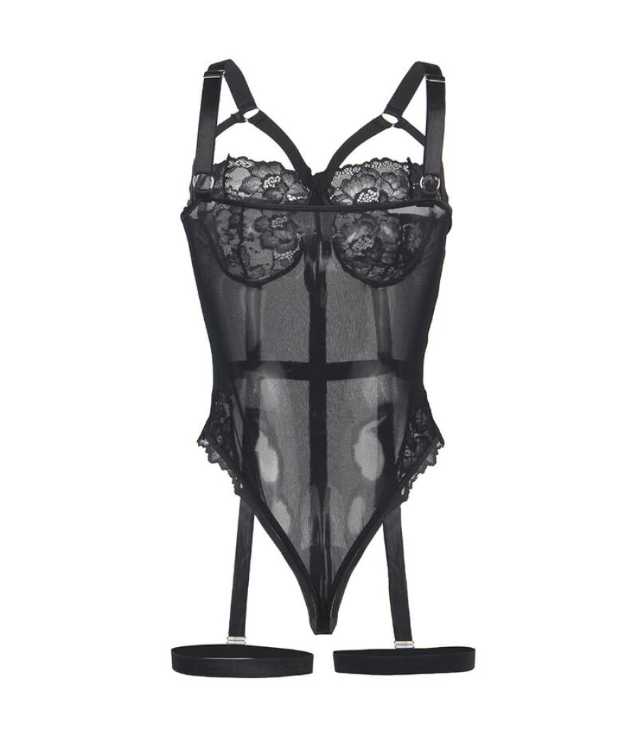 Subblime - teddy con liguero detalle tiras pecho negro s/m
