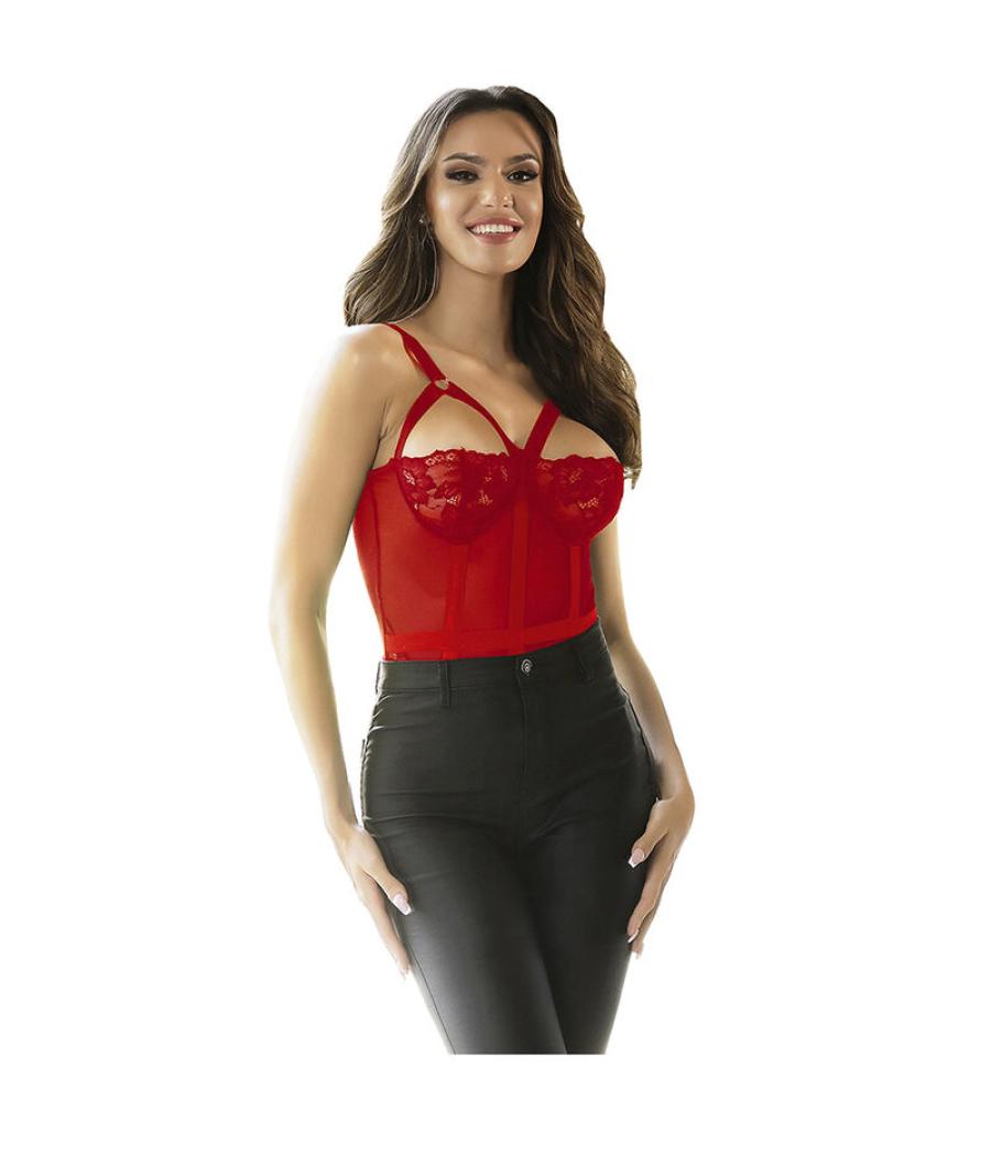 Subblime - teddy con liguero detalle tiras pecho rojo s/m