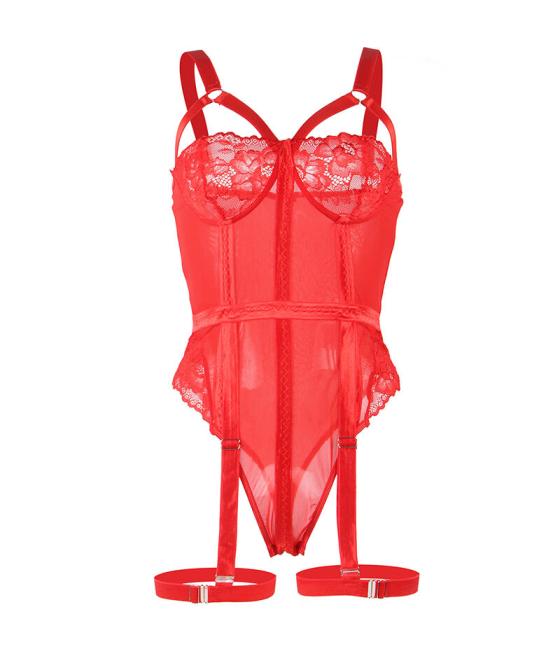 Subblime - teddy con liguero detalle tiras pecho rojo s/m