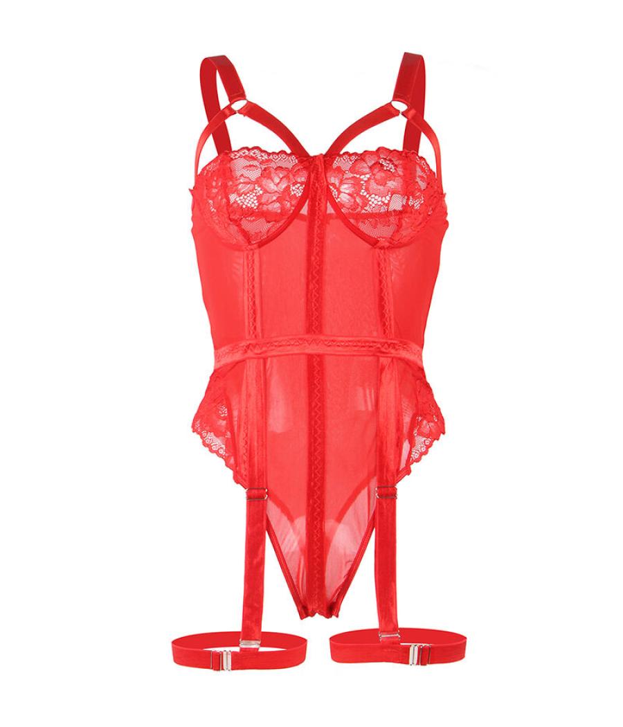 Subblime - teddy con liguero detalle tiras pecho rojo s/m