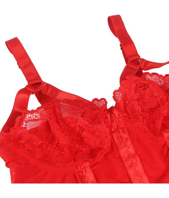 Subblime - teddy con liguero detalle tiras pecho rojo s/m