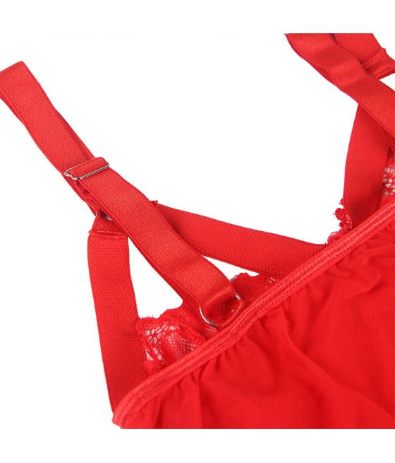 Subblime - teddy con liguero detalle tiras pecho rojo s/m