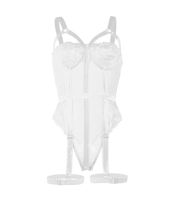 Subblime - teddy con liguero detalle tiras pecho blanco s/m