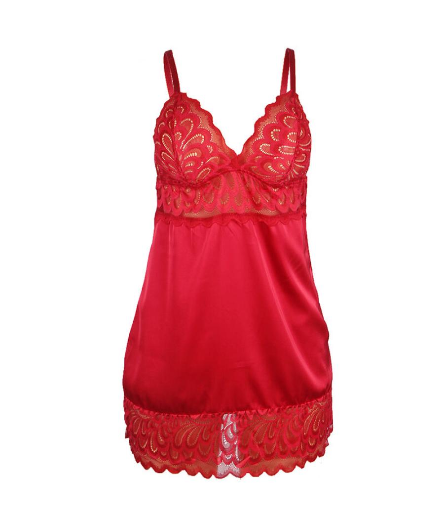 Subblime - babydoll satinado con encaje rojo s/m
