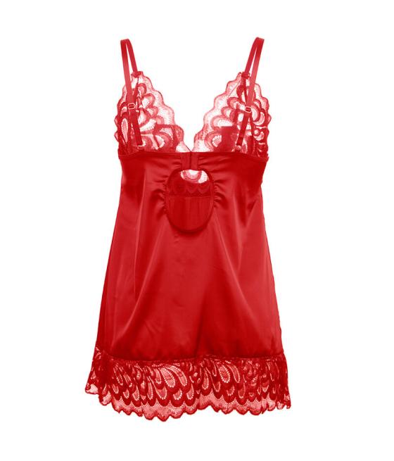 Subblime - babydoll satinado con encaje rojo s/m