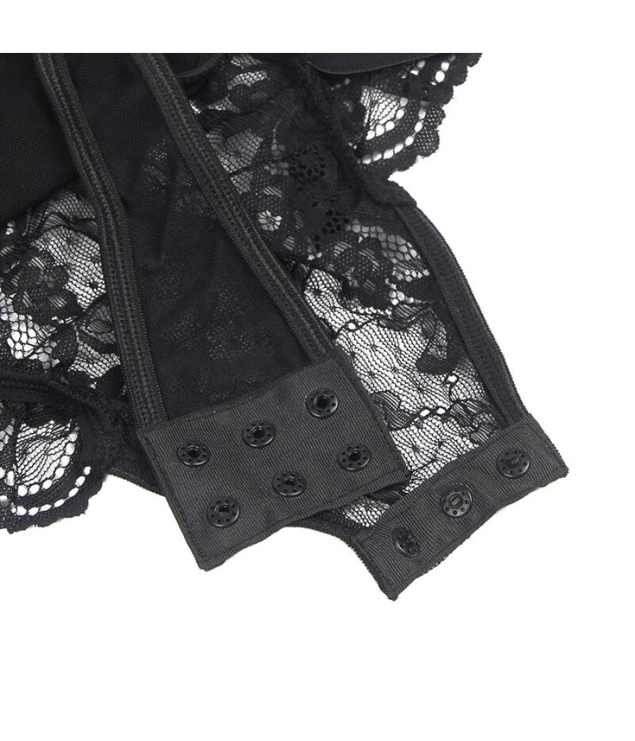 Subblime - teddy con liga detalle encajes y tiras negro s/m
