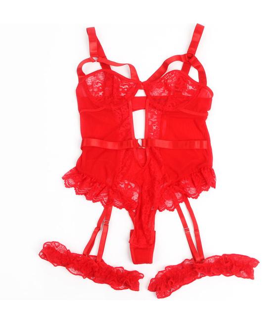 Subblime - teddy con liga detalle encaje y tiras rojo s/m