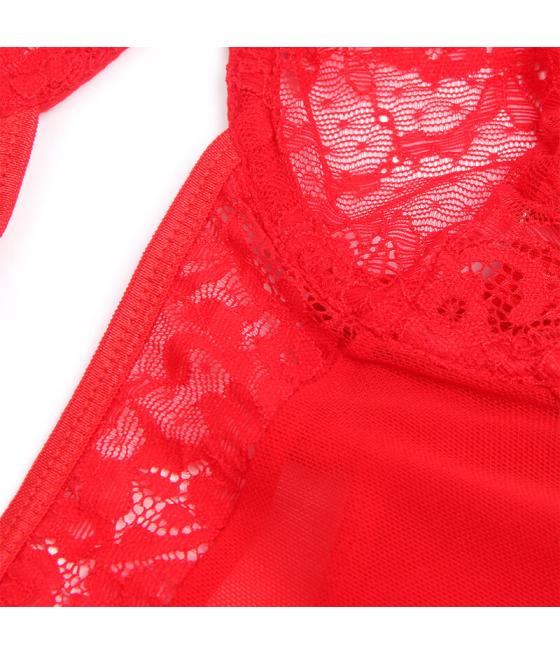 Subblime - teddy con liga detalle encaje y tiras rojo s/m