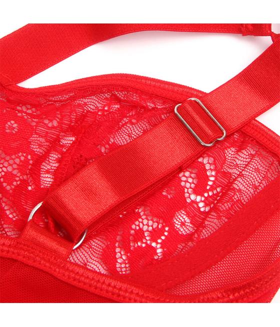 Subblime - teddy con liga detalle encaje y tiras rojo s/m