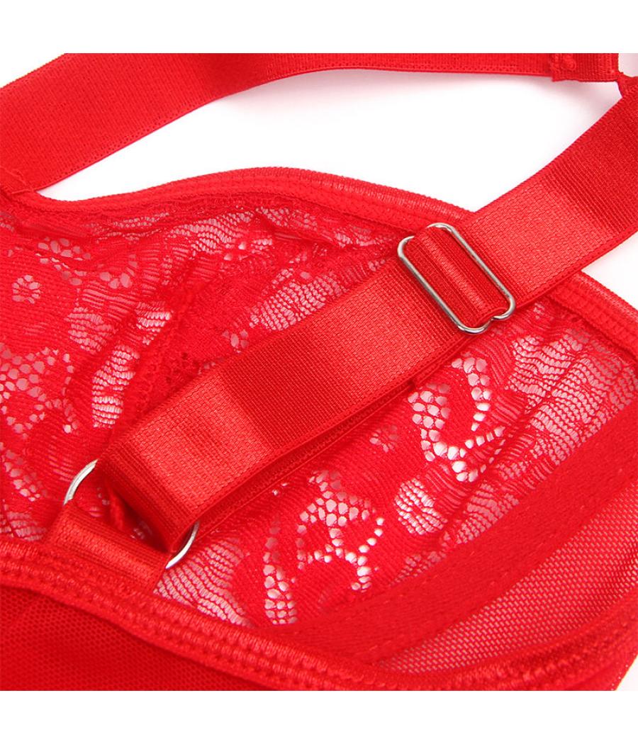 Subblime - teddy con liga detalle encaje y tiras rojo s/m