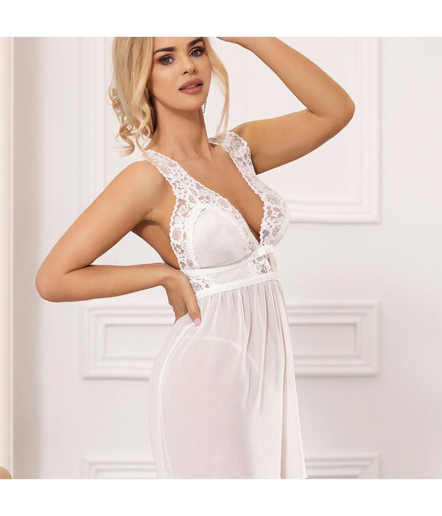 Subblime - babydoll escote en v de encaje blanco s/m