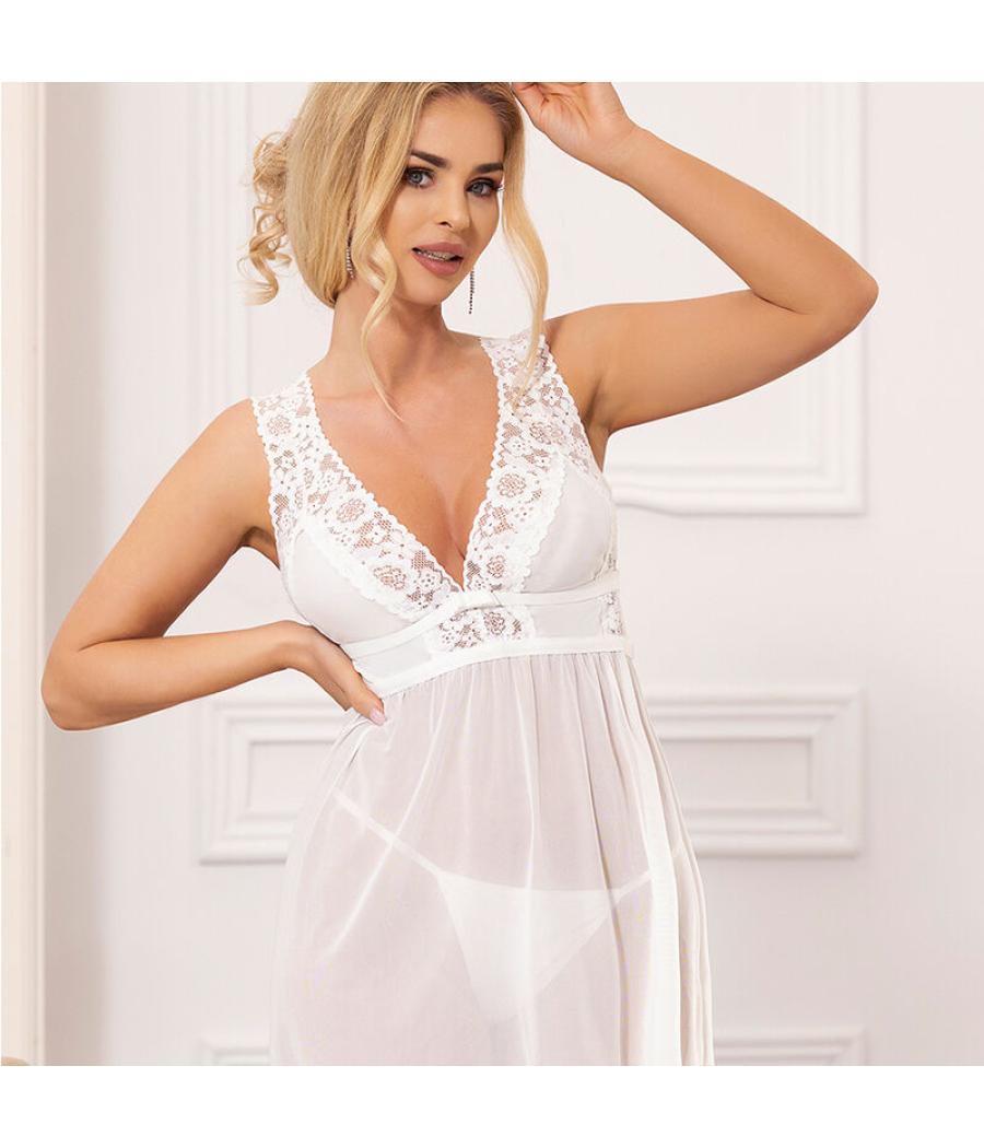 Subblime - babydoll escote en v de encaje blanco s/m