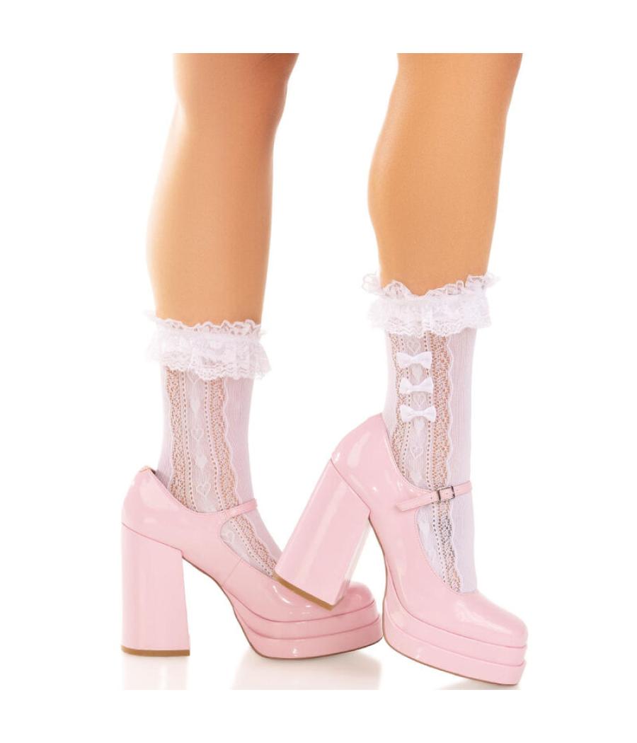 Leg avenue - medias tobilleras con volantes negro