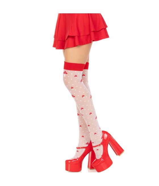 Leg avenue - calcetines altos champiÃones rojo/blanco