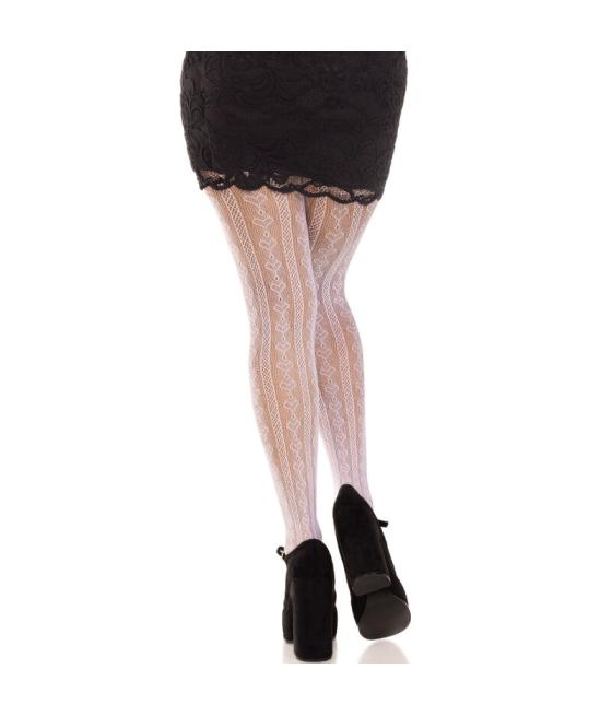 Leg avenue - medias con aberturas corazon & lazos rosa