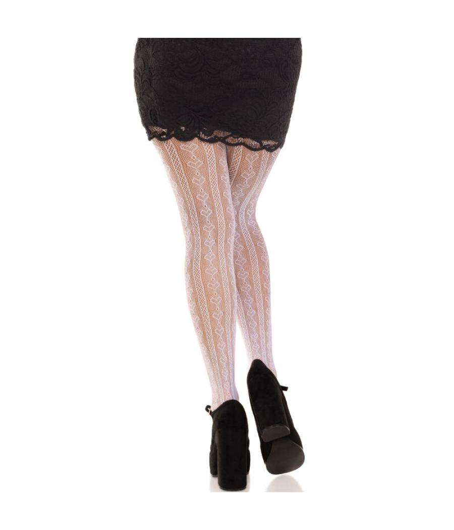 Leg avenue - medias con aberturas corazon & lazos rosa