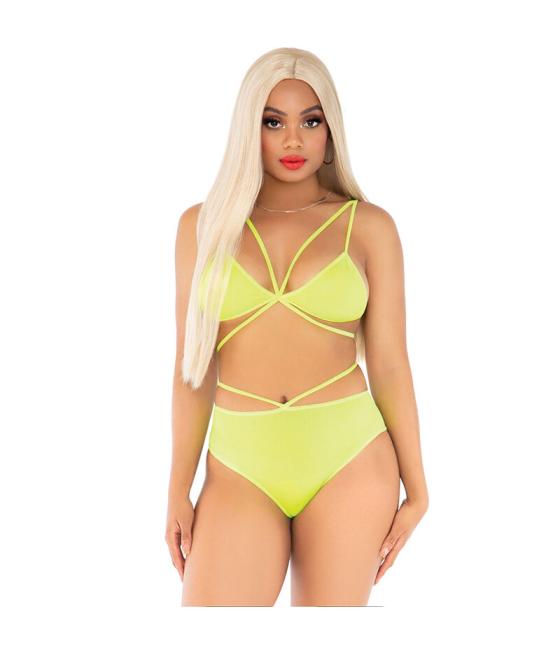 Leg avenue - top & bragas con tirantes amarillo