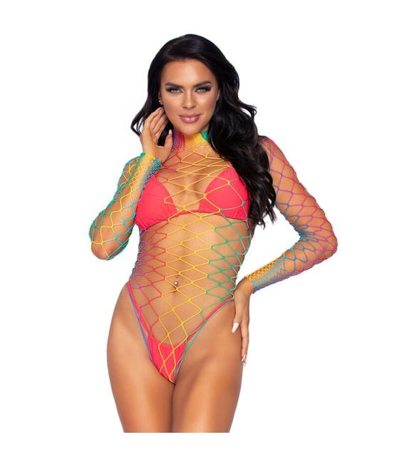 Leg avenue - body de rejilla manga larga multicolor