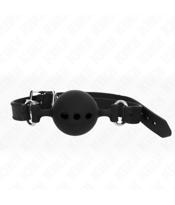 Kink - mordaza 55 x 2 cm de bola 5 cm de silicona completa talla l negro ajustable 35-51 cm