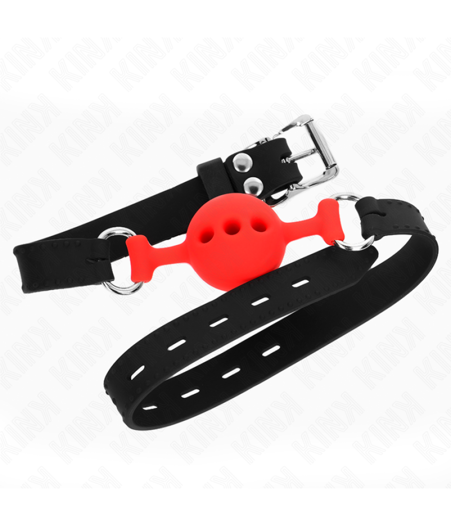 Kink - mordaza 55 x 2 cm de bola 4 cm de silicona completa talla s rojo ajustable 35-51 cm
